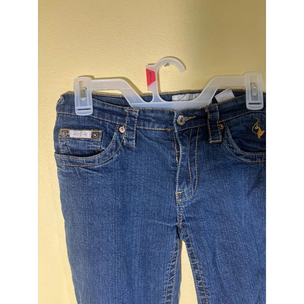 Baby Phat Womens Medium Wash Embroidered Cat Logo Slim Jeans Blue Size 9 Y2K